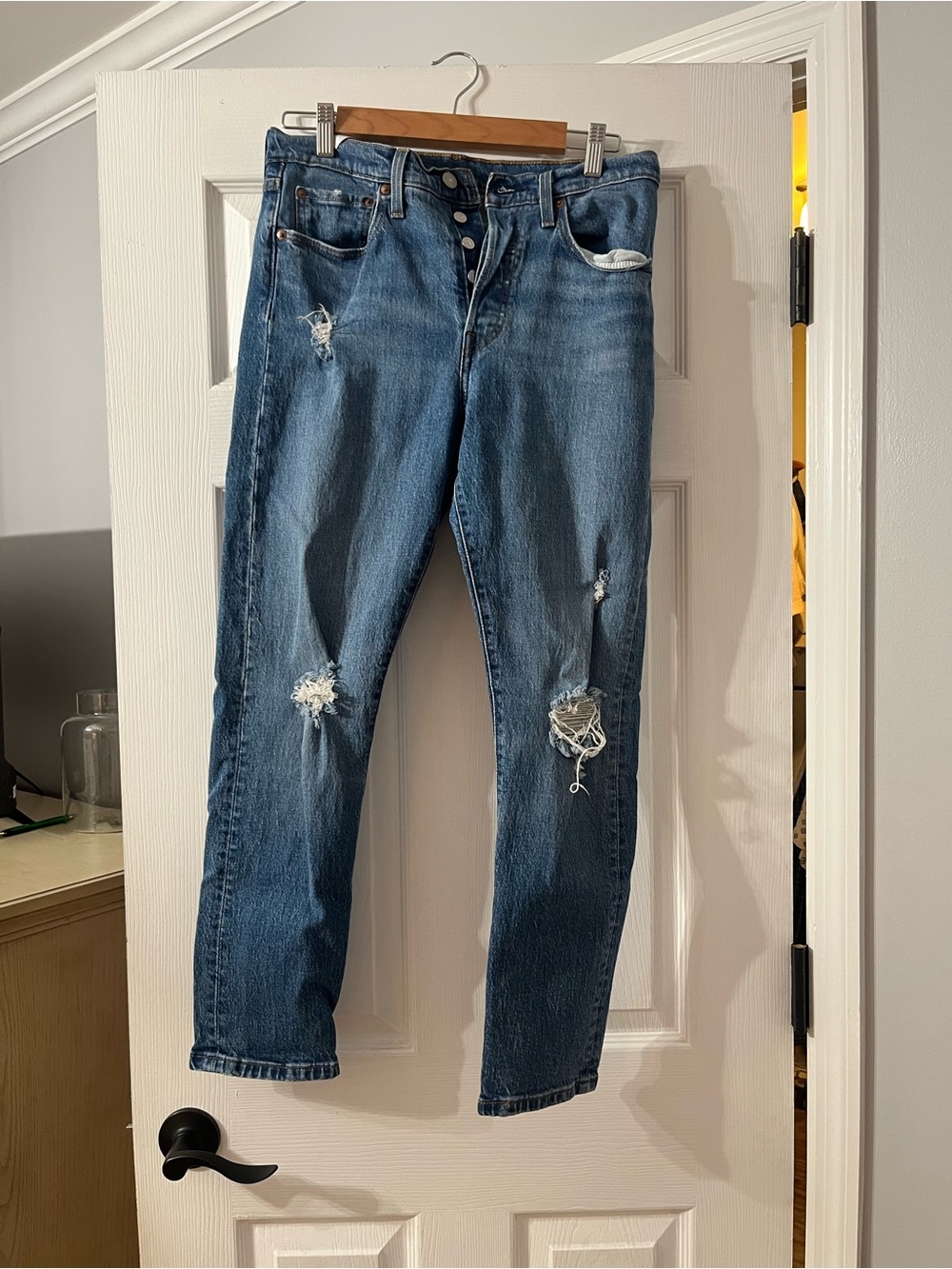 Levi's Distressed Blue Cropped Ankle Jeans